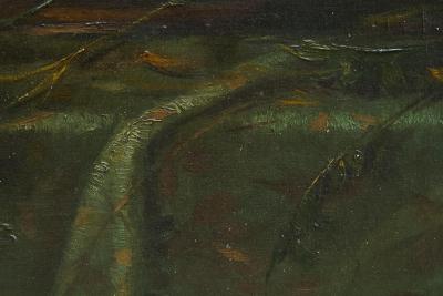 Atmospheric and Tonalist Bouquet Oil on Canvas Early 20th Century