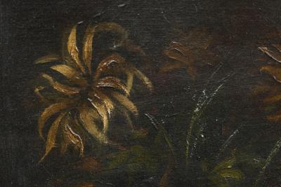 Atmospheric and Tonalist Bouquet Oil on Canvas Early 20th Century