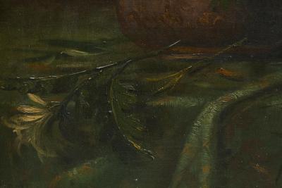 Atmospheric and Tonalist Bouquet Oil on Canvas Early 20th Century