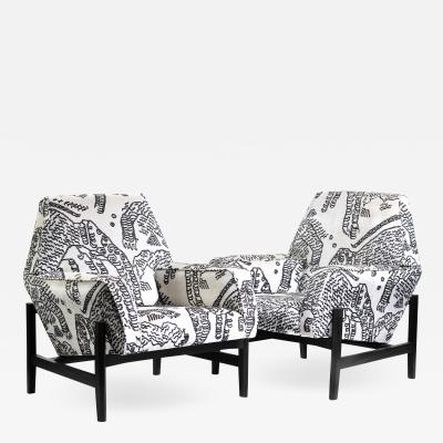 Attilio Allievi Pair of Midcentury Italian Chairs Upholstered in Dedar Fabric
