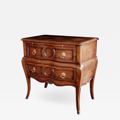 Auffray Furniture Good Quality Walnut Bomb form 2 drawer Chest by Auffray Co NY