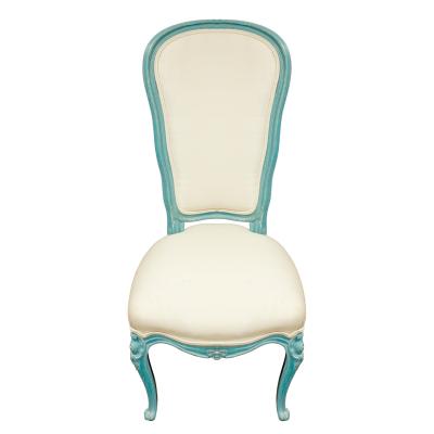 Auffray Furniture Set of 6 Chic Louis XV Blue Lacquer Dining Chairs 1970