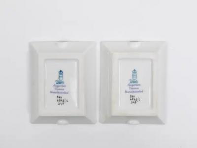 Augarten Porzellanmanufaktu Pair Augarten Vienna Purple Midcentury Fine Porcelaine Ashtrays Austria 1950s