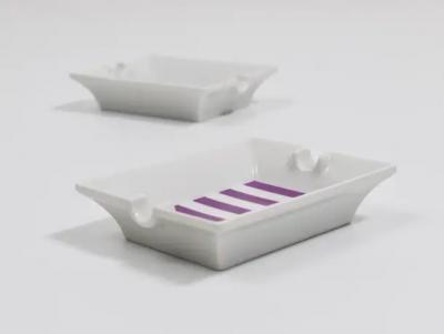 Augarten Porzellanmanufaktu Pair Augarten Vienna Purple Midcentury Fine Porcelaine Ashtrays Austria 1950s