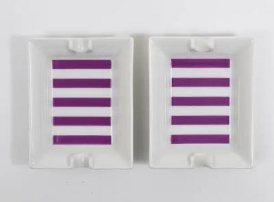 Augarten Porzellanmanufaktu Pair Augarten Vienna Purple Midcentury Fine Porcelaine Ashtrays Austria 1950s