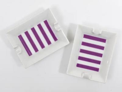 Augarten Porzellanmanufaktu Pair Augarten Vienna Purple Midcentury Fine Porcelaine Ashtrays Austria 1950s