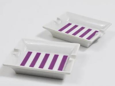 Augarten Porzellanmanufaktu Pair Augarten Vienna Purple Midcentury Fine Porcelaine Ashtrays Austria 1950s
