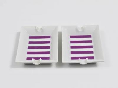 Augarten Porzellanmanufaktu Pair Augarten Vienna Purple Midcentury Fine Porcelaine Ashtrays Austria 1950s