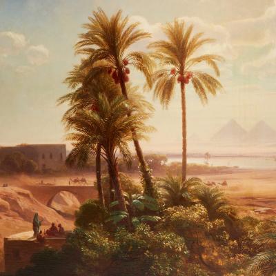 August L ffler Large Orientalist painting of an Egyptian landscape by L ffler
