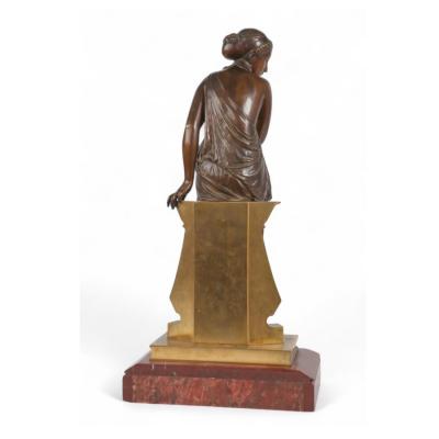Auguste Joseph Peiffer Antique 22 French Gilt Bronze Vestal Sculpture of Penelope by Peiffer