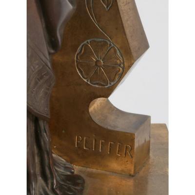 Auguste Joseph Peiffer Antique 22 French Gilt Bronze Vestal Sculpture of Penelope by Peiffer