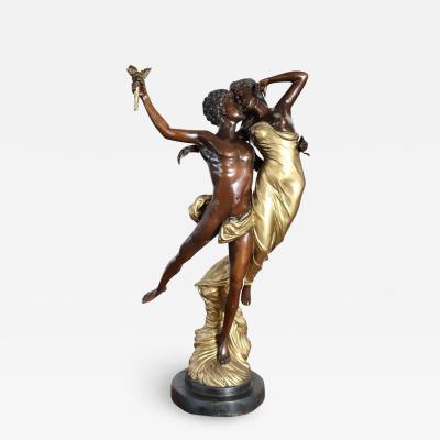 Auguste Moreau 19th Century Antique Large Bronze Sculpture Signed by Auguste Moreau