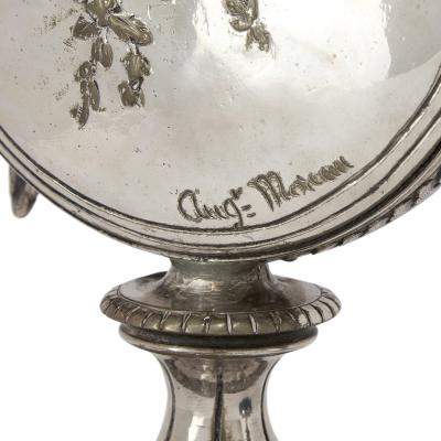 Auguste Moreau Pair of Silvered Bronze and Lapis Lazuli Cherub Vases by Auguste Moreau