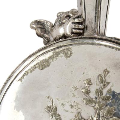 Auguste Moreau Pair of Silvered Bronze and Lapis Lazuli Cherub Vases by Auguste Moreau