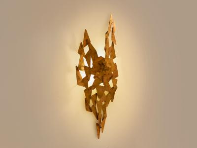 Auguste fix patinated metal wall light sculpture 1970s