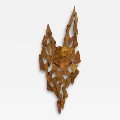 Auguste fix patinated metal wall light sculpture 1970s