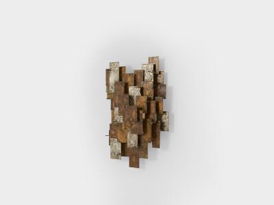 Auguste fix patinated metal wall light sculpture 1970s