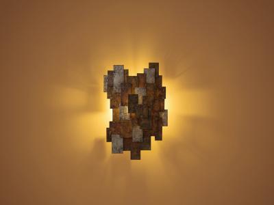 Auguste fix patinated metal wall light sculpture 1970s