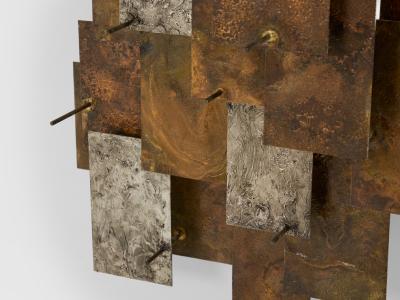 Auguste fix patinated metal wall light sculpture 1970s