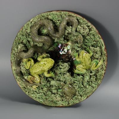 Augusto Baptista de Carvalho Palissy Majolica Frog Plate