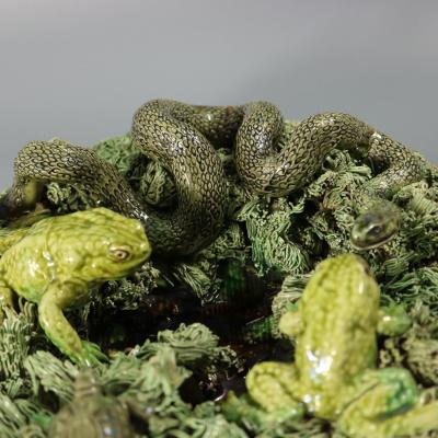 Augusto Baptista de Carvalho Palissy Majolica Frog Plate