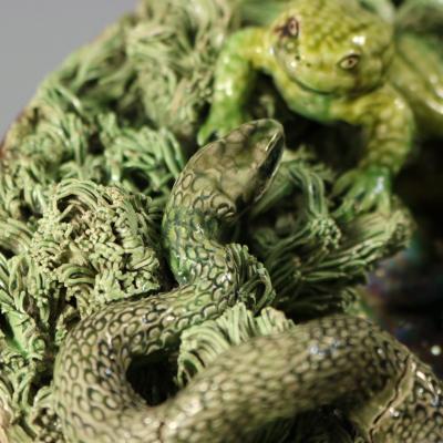 Augusto Baptista de Carvalho Palissy Majolica Frog Plate