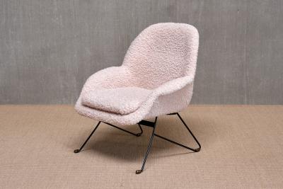 Augusto Bozzi Augusto Bozzi Attributed Armchair in Nude White Boucl Saporiti Italy 1950s