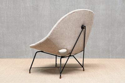 Augusto Bozzi Augusto Bozzi Kosmos Lounge Chair in Ivory Chenille Saporiti Italy 1950s