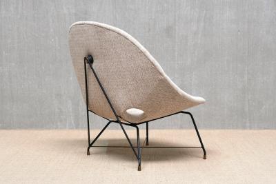 Augusto Bozzi Augusto Bozzi Kosmos Lounge Chair in Ivory Chenille Saporiti Italy 1950s