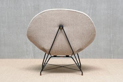 Augusto Bozzi Augusto Bozzi Kosmos Lounge Chair in Ivory Chenille Saporiti Italy 1950s
