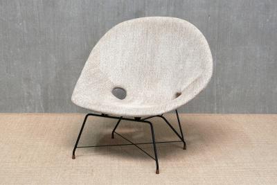 Augusto Bozzi Augusto Bozzi Kosmos Lounge Chair in Ivory Chenille Saporiti Italy 1950s