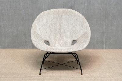 Augusto Bozzi Augusto Bozzi Kosmos Lounge Chair in Ivory Chenille Saporiti Italy 1950s