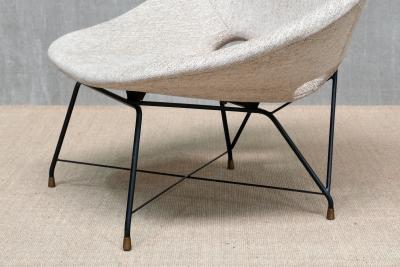 Augusto Bozzi Augusto Bozzi Kosmos Lounge Chair in Ivory Chenille Saporiti Italy 1950s