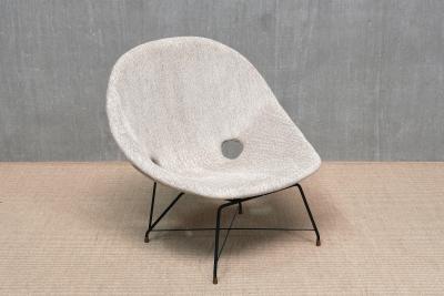 Augusto Bozzi Augusto Bozzi Kosmos Lounge Chair in Ivory Chenille Saporiti Italy 1950s