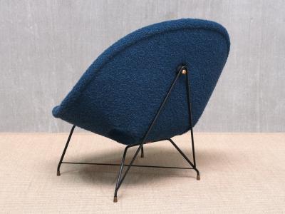 Augusto Bozzi Augusto Bozzi Kosmos Lounge Chair in Teal Pierre Frey Boucl Saporiti 1950s