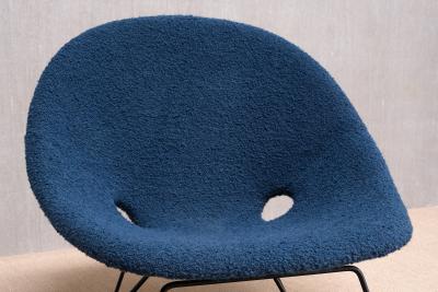 Augusto Bozzi Augusto Bozzi Kosmos Lounge Chair in Teal Pierre Frey Boucl Saporiti 1950s
