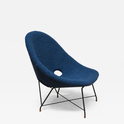Augusto Bozzi Augusto Bozzi Kosmos Lounge Chair in Teal Pierre Frey Boucl Saporiti 1950s