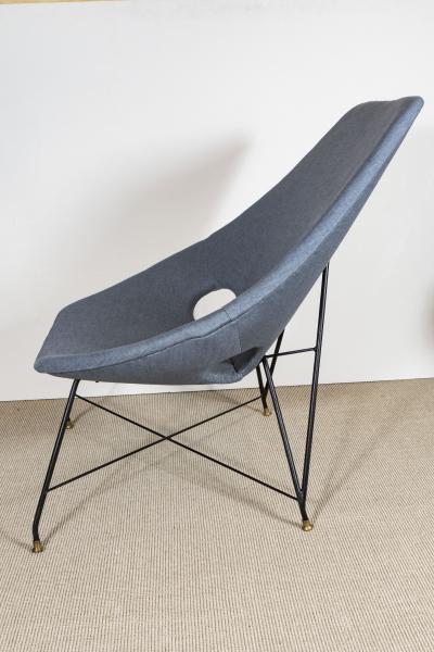 Augusto Bozzi BLUE LINEN CHAIRS BY AUGUSTO BOZZI