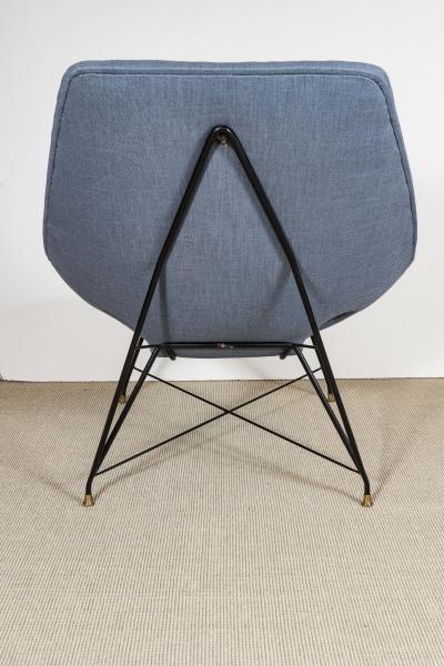 Augusto Bozzi BLUE LINEN CHAIRS BY AUGUSTO BOZZI