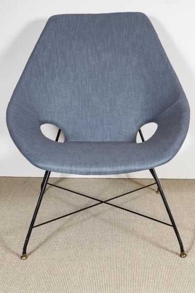 Augusto Bozzi BLUE LINEN CHAIRS BY AUGUSTO BOZZI