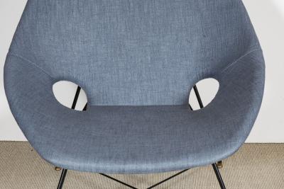 Augusto Bozzi BLUE LINEN CHAIRS BY AUGUSTO BOZZI