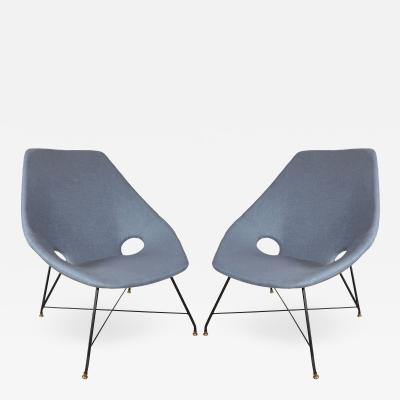 Augusto Bozzi BLUE LINEN CHAIRS BY AUGUSTO BOZZI