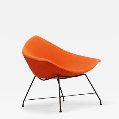 Augusto Bozzi Lounge Chair in Orange Fabric for Saporiti Italy 1950s