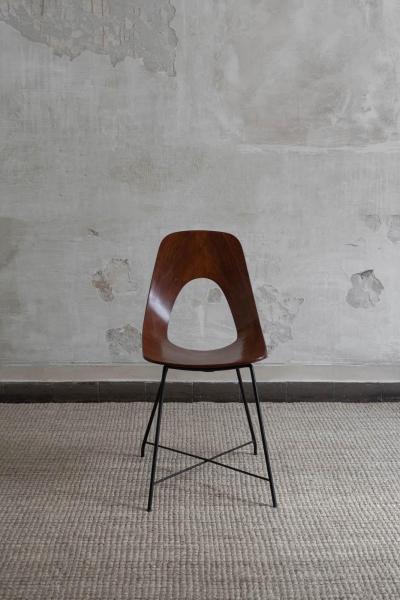 Augusto Bozzi Pair of Ariston Model Chairs by Augusto Bozzi for Saporiti Italy 1950s