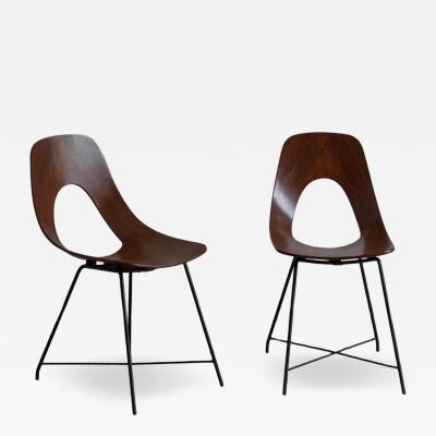Augusto Bozzi Pair of Ariston Model Chairs by Augusto Bozzi for Saporiti Italy 1950s