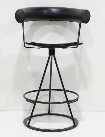 Augusto Bozzi Saporiti Leather and Suede Swivel Bar Stools Set of Five 