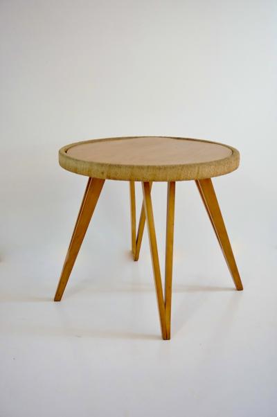 Augusto Romano Augusto Romano round beech and straw coffee table 1948