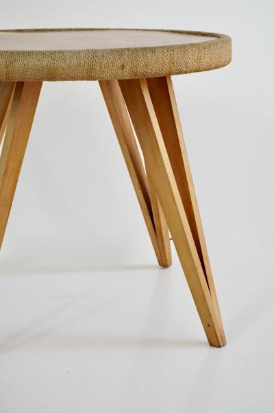 Augusto Romano Augusto Romano round beech and straw coffee table 1948