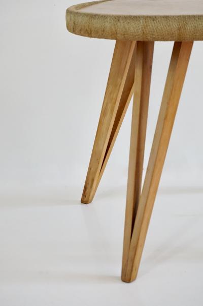 Augusto Romano Augusto Romano round beech and straw coffee table 1948