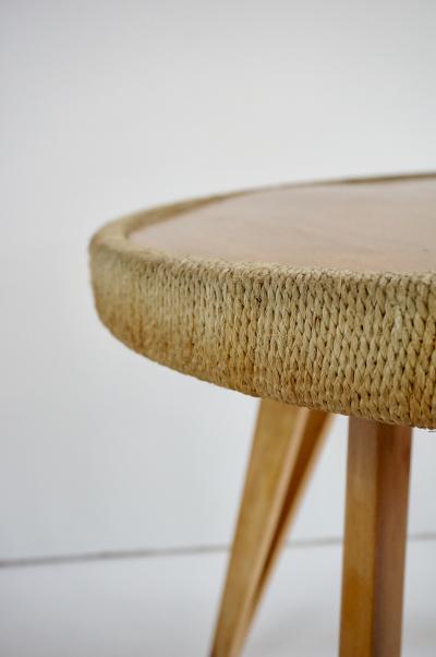 Augusto Romano Augusto Romano round beech and straw coffee table 1948